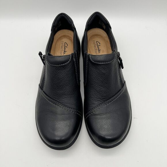 Clarks Carleigh Ray Ultimate Comfort Black Pebbled Leather Loafers Women’s 11M - Picture 3 of 12